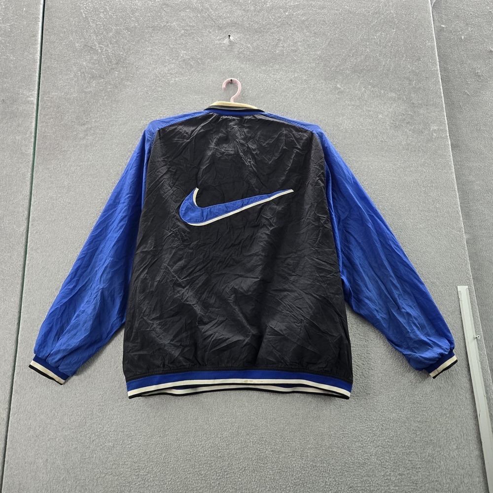 VINTAGE Nike Men Jacket XXL Black Colorblock Big Center Swoosh 90s Pullover READ